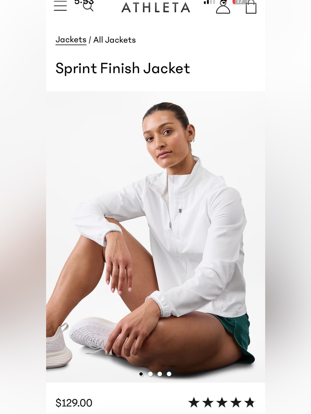 Athleta White Lightweight Full-Zip Utility Jacket
